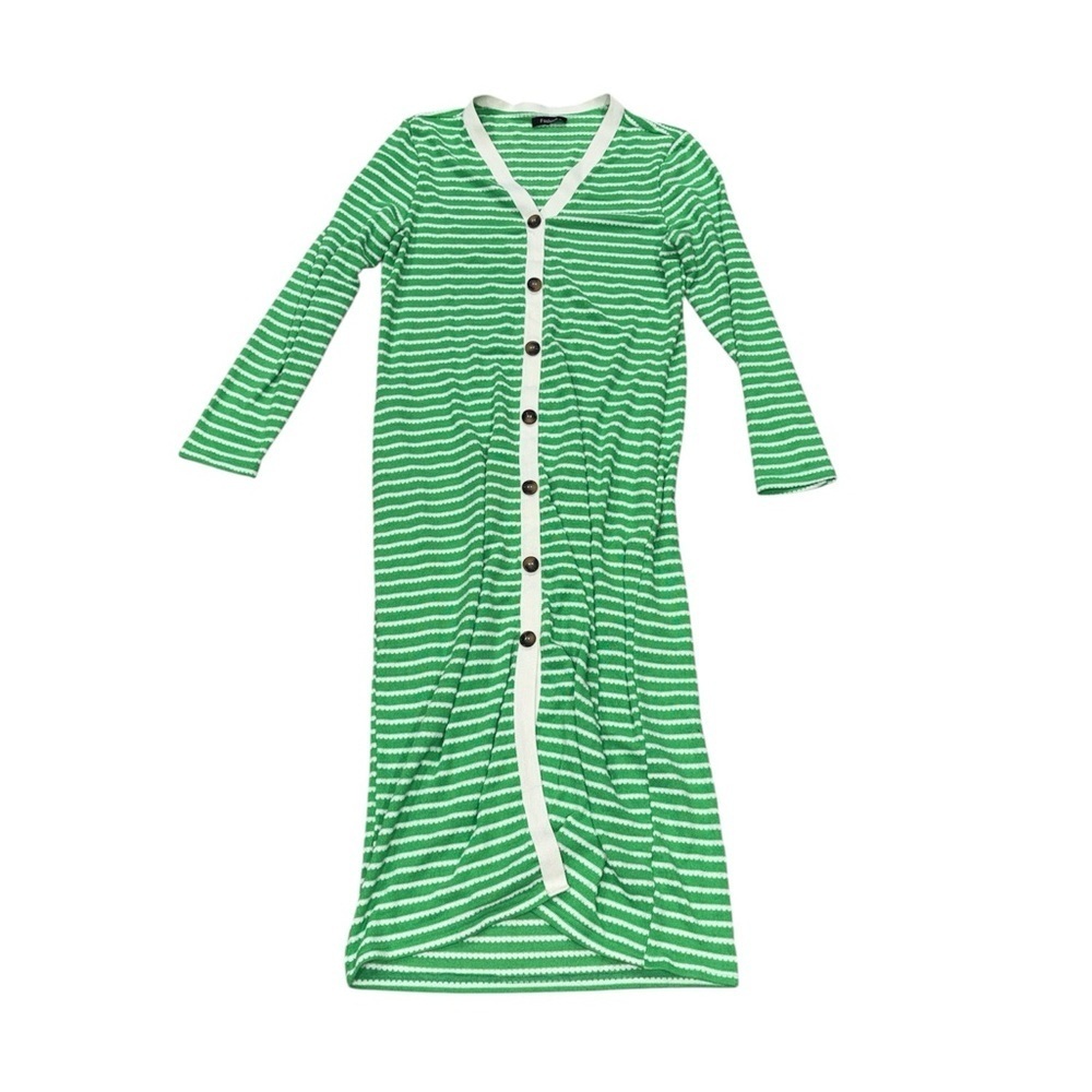 70. Elegant Green Striped Women’s  Maxi Dress Size XL